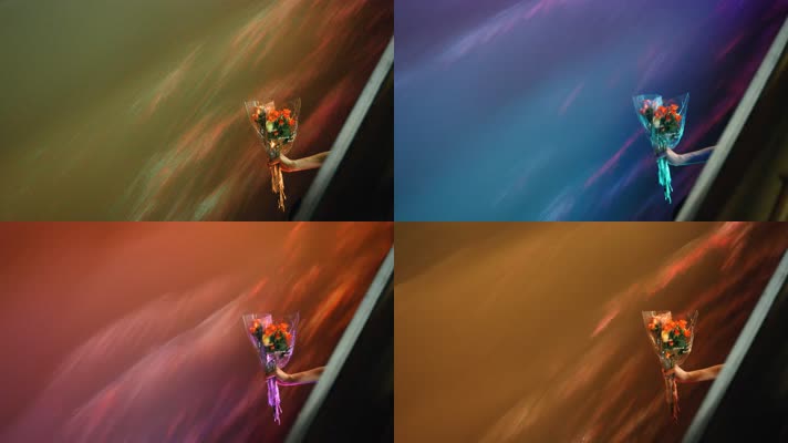 坐在轮船上的女孩手拿花束4k视频素材