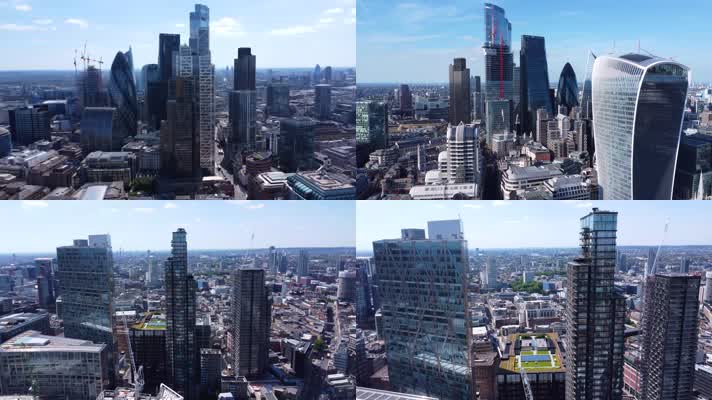 [4K]伦敦金融城摩天大楼航拍城市中心（4KHD