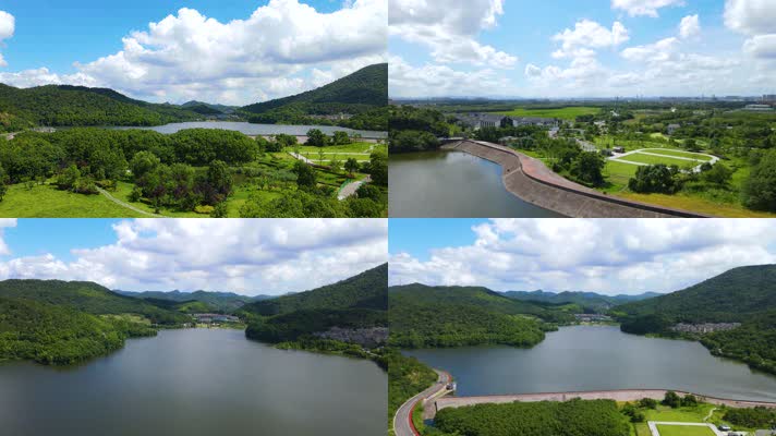 宁波江北区荪湖公园4K航拍原素材60帧