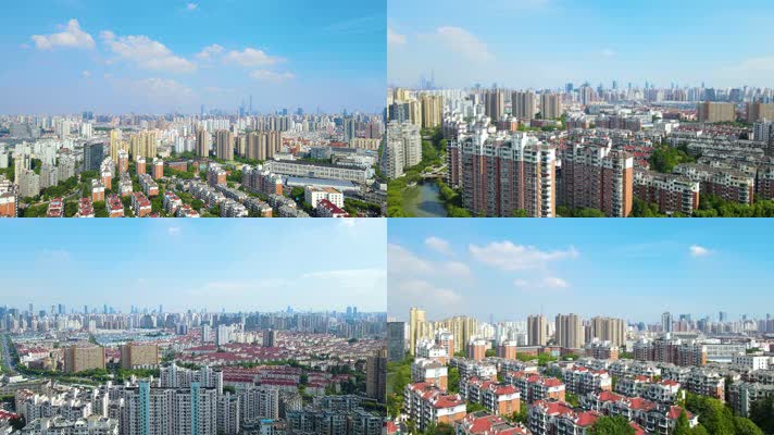 上海静安区全景4K航拍原素材（4分钟）