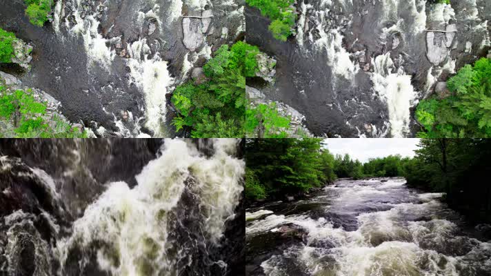 森林河谷河流溪水航拍