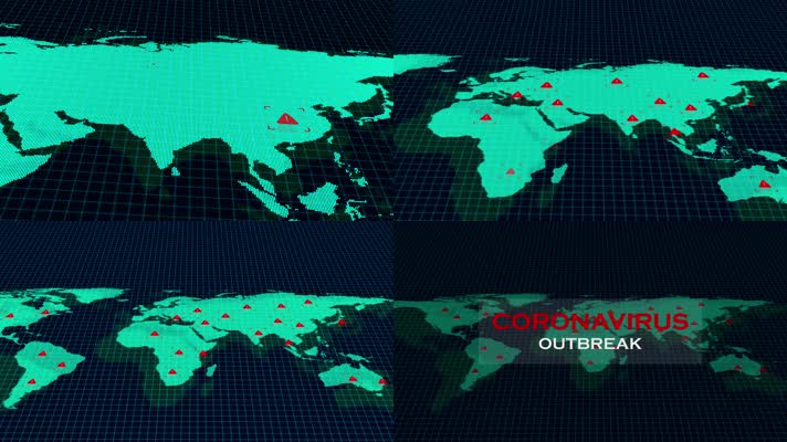 冠状病毒爆发感染警告世界地图背景