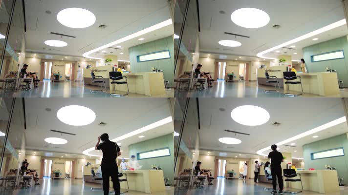 医院医护人员护士站接待看病病人人流延时摄影