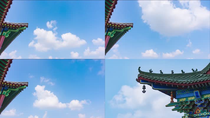 4K古建云层延时视频