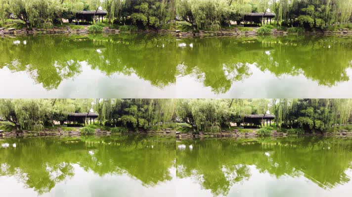 湖水的倒影和水面波纹