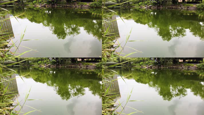 湖水的倒影和水面的波纹