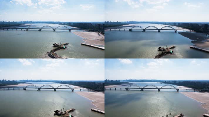 杭州钱塘江九堡大桥风景延时摄影