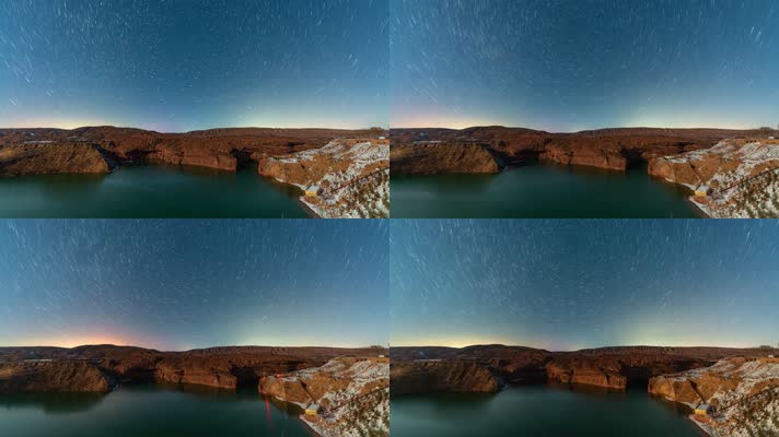 陕西靖边波浪谷雪景星空延时