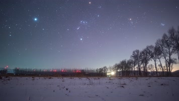 陕西靖边波浪谷雪景星空延时