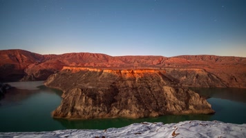 陕西靖边波浪谷雪景星空延时