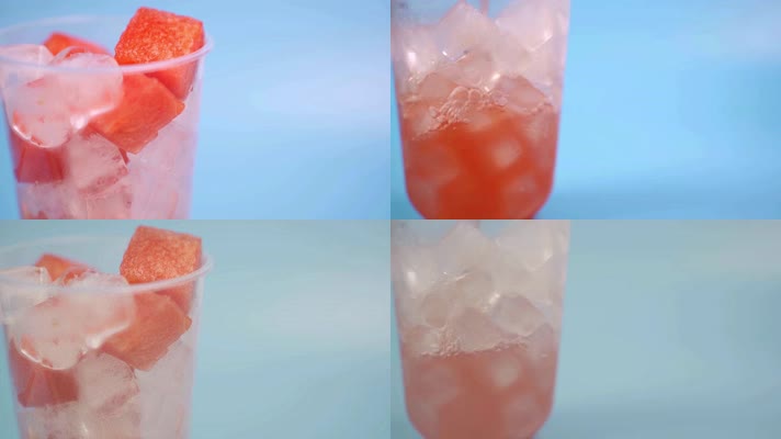 冰镇水果饮料冷饮广告西瓜汁特写实拍