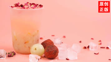 新鲜荔枝饮品饮料水果茶鲜榨果汁创意实拍