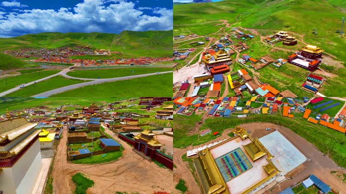 航拍青海果洛隆格寺藏传佛教4K御3