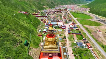 航拍青海果洛久治白玉达唐寺4K御3