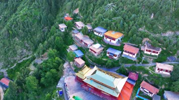 航拍青海果洛班玛县班前村藏式碉楼