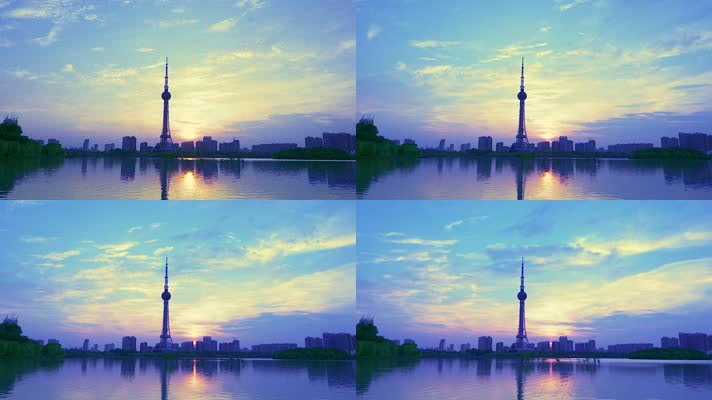 晚霞延时、湖中晚霞倒影