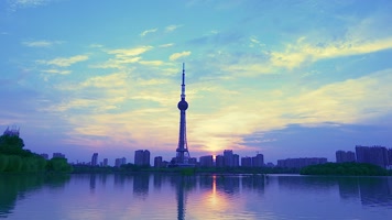 晚霞延时、湖中晚霞倒影