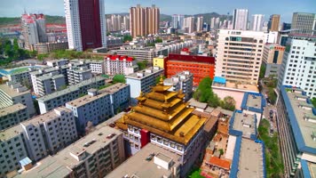航拍青海西宁城中区金塔寺藏传佛教4K御3