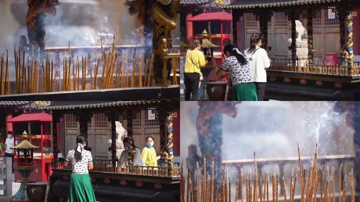 烧香拜佛寺庙香火