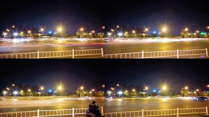 城市马路夜晚车流延时摄影3