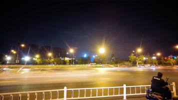 城市马路夜晚车流延时摄影3