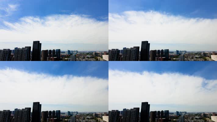 城市天空蓝天白云风景延时摄影