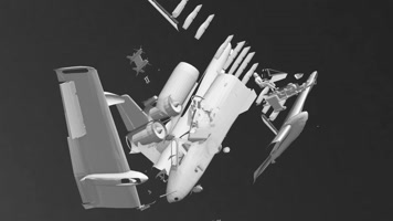 飞机失事模拟 破碎机舱机体分离 中弹素材