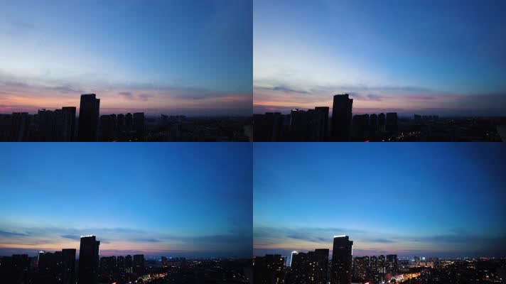城市夜幕降临日转夜风景延时摄影