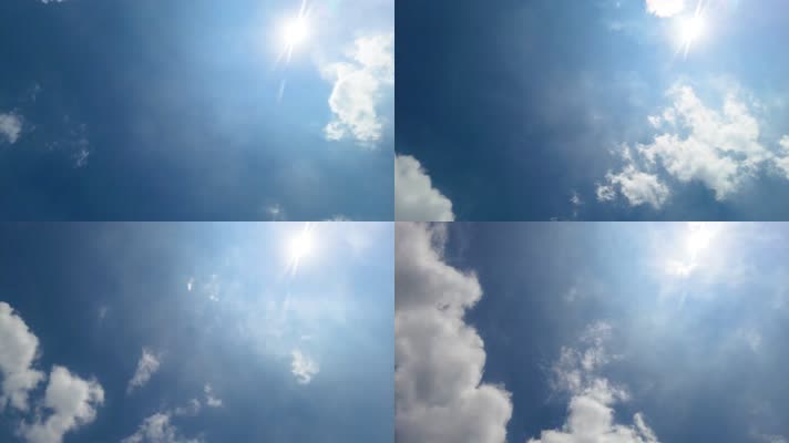 蓝天白云午时的太阳阳光好天气延时摄影