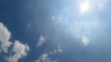 蓝天白云午时的太阳阳光好天气延时摄影