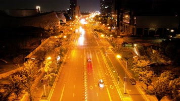 杭州下沙金沙大道夜景车辆车流延时摄影