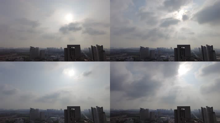 清晨的太阳阳光白云云朵风景延时摄影