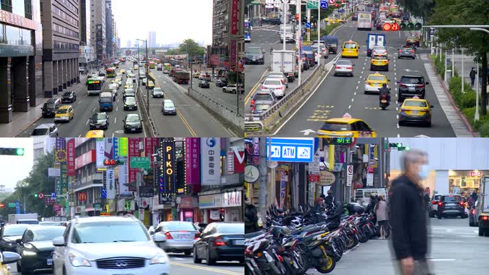 台湾台北街景行人车流空境