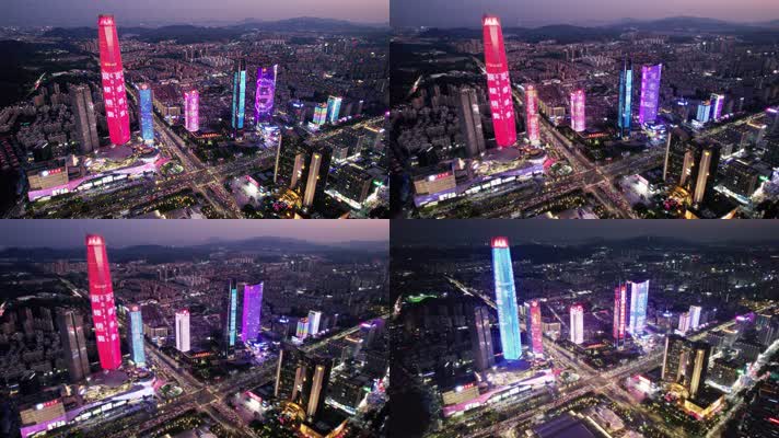 4K航拍东莞市中心夜景