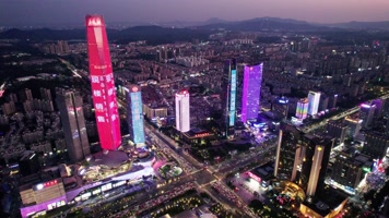 4K航拍东莞市中心夜景