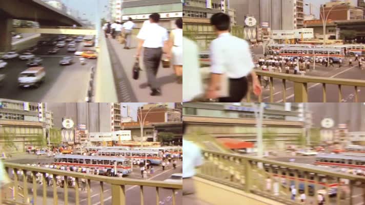 60年代日本街头排队等公交的人们