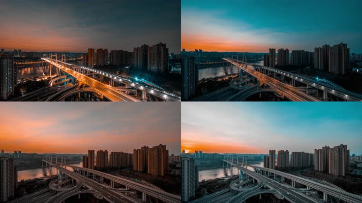 8K大气城市日落日出夜景延时摄影