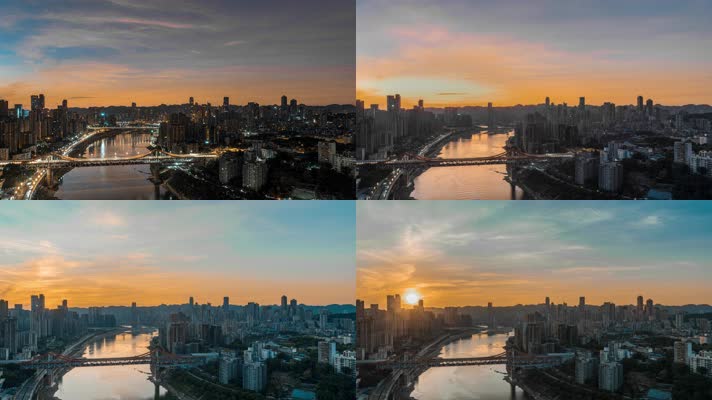 8K大气城市日落日出夜景延时摄影