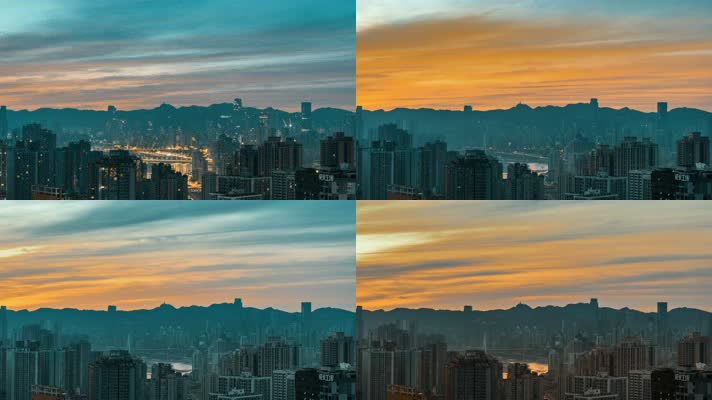 8K大气城市日落日出夜景延时摄影