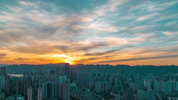 8K大气城市日落日出夜景延时摄影