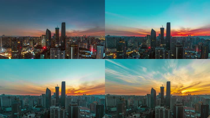 8K大气城市日落日出夜景延时摄影