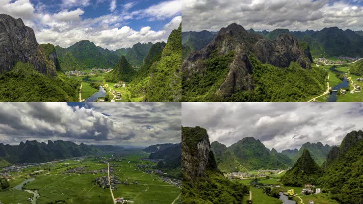 4K延时航拍都安田园风光