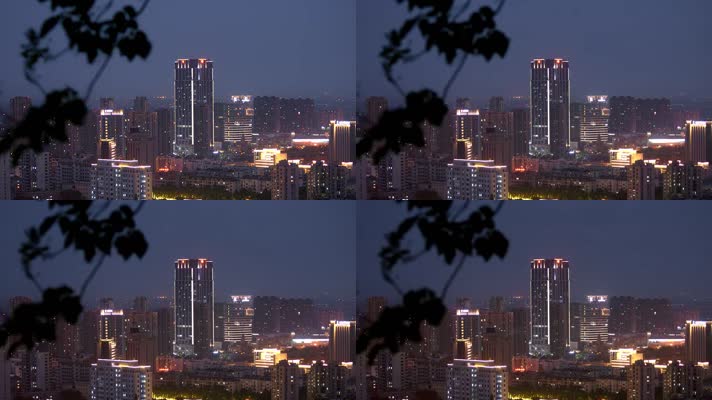 4k高清视频城市景色昼到夜转变延时拍摄
