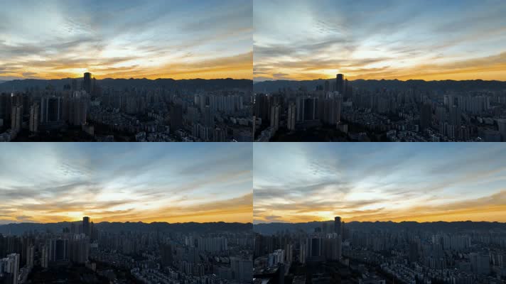 4K大气城市日出日落夜景航拍