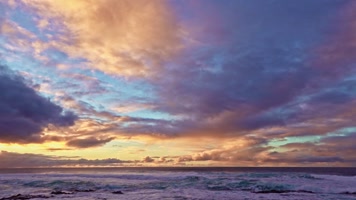 海面唯美震撼晚霞火烧云