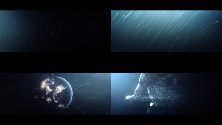 三维科幻宇宙 地球星球 宇航员漫游