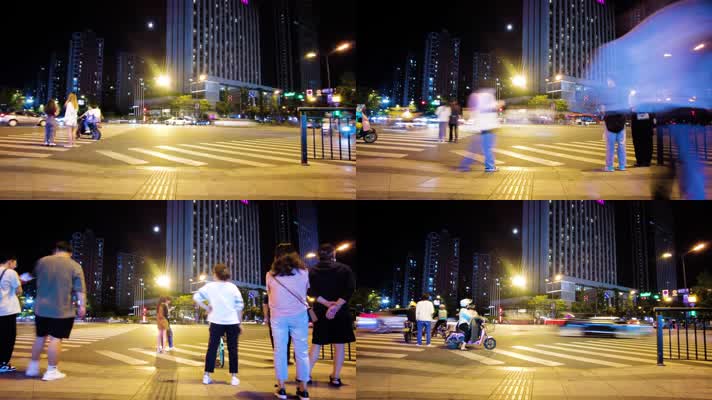 繁忙的城市夜景车流人流延时摄影4