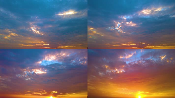 傍晚天空夕阳西下火烧云延时摄影4