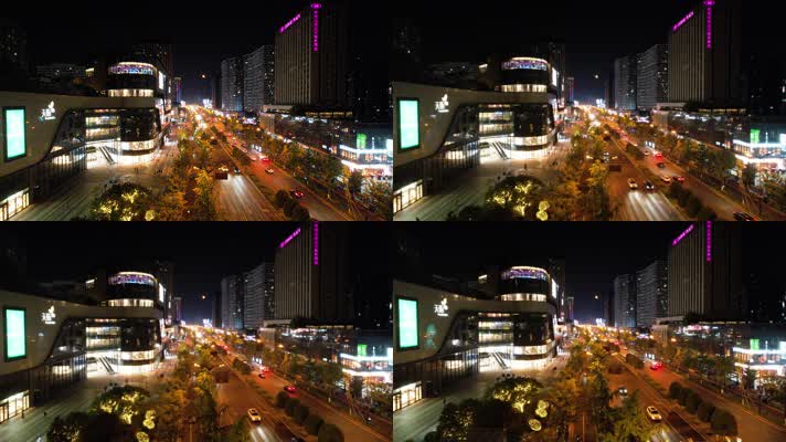 杭州钱塘新区高沙路夜景航拍