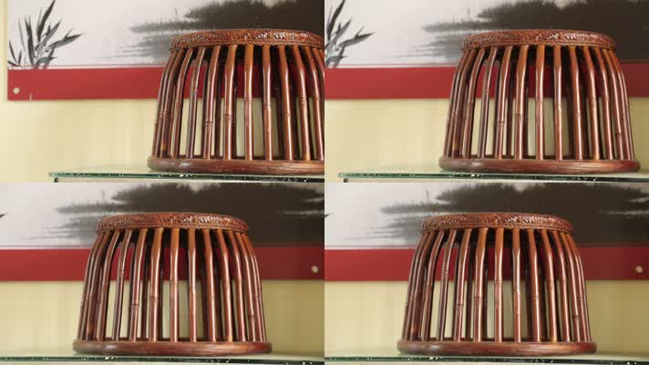 少数民族传统编织藤编鼓凳